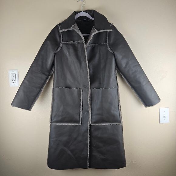 Anthropologie Kerry Reversible Faux Fur Duster Coat Jacket Size XS - Picture 2 of 9